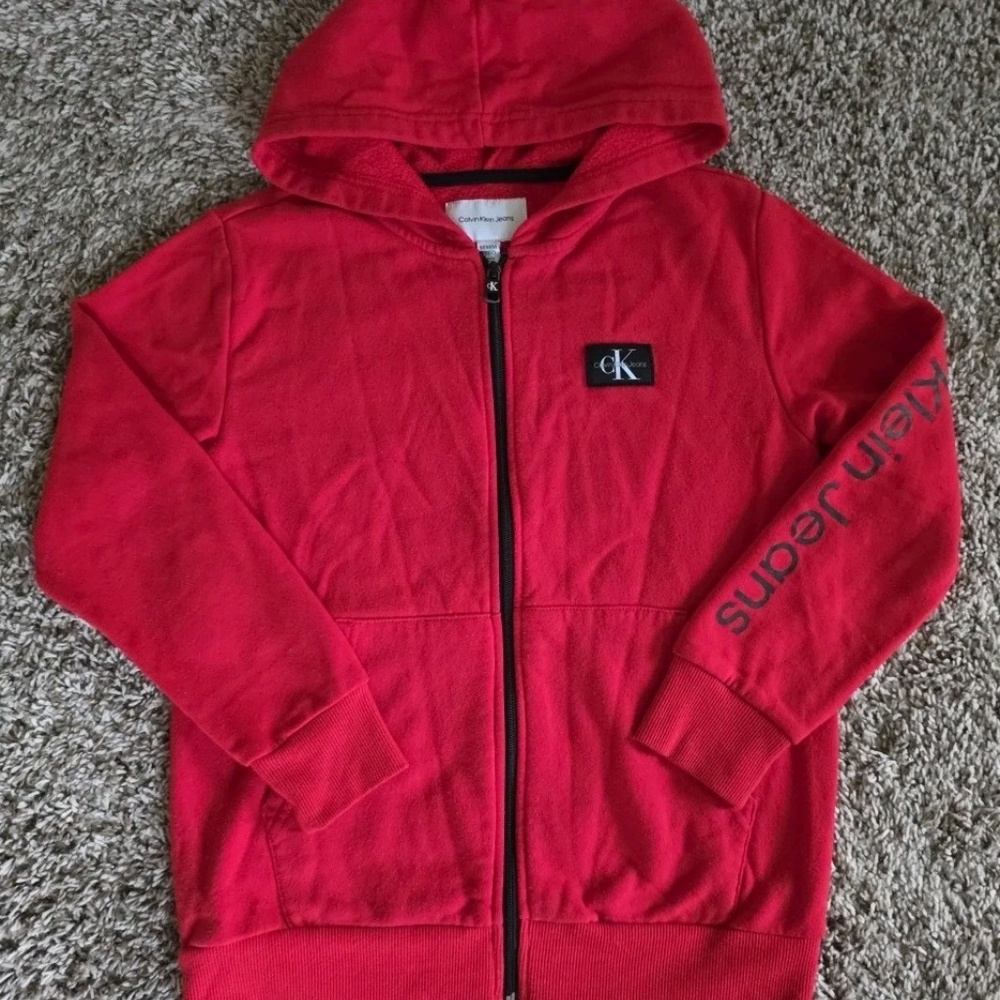 Calvin Klein Jeans Kids Red Zip-Up Hoodie